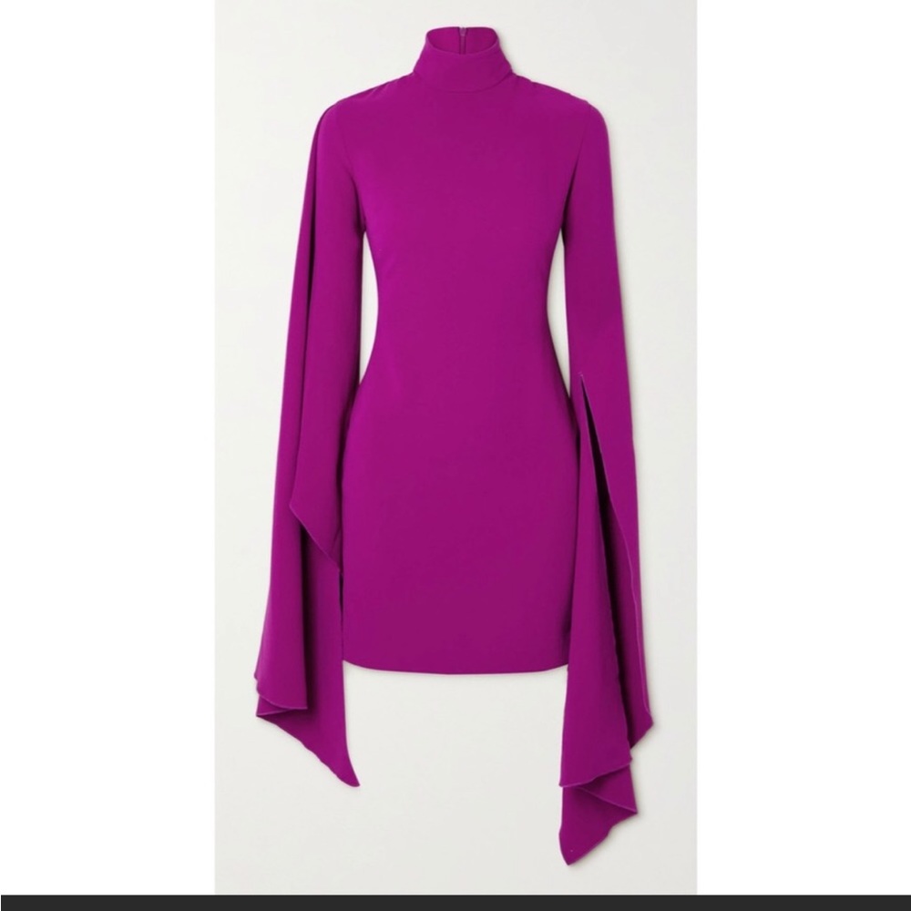 Solace London Rayna Mini Dress Purple Magenta Mock Neck Long Sleeve New Size 8